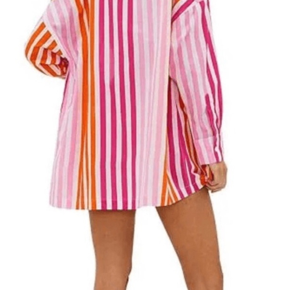 Beach Riot Pink and Orange Striped Shirt - Picture 2 of 5